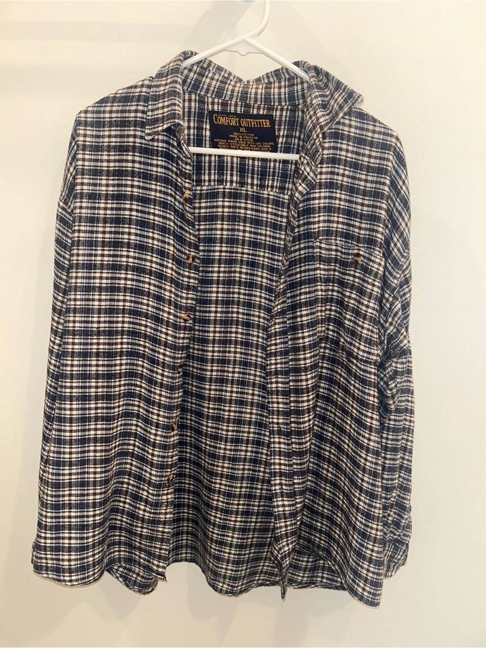 Men’s Navy & White Plaid Button-Down Shirt